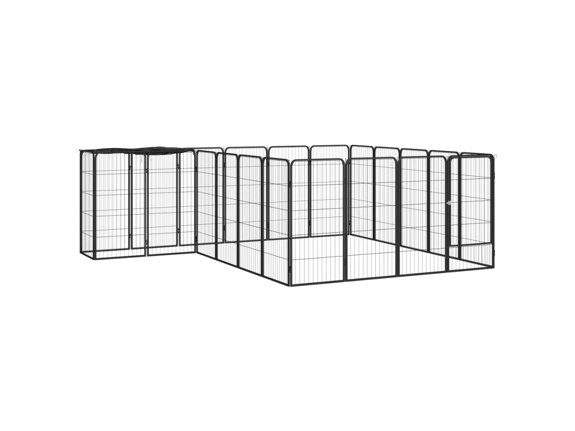 Vidaxl Parque P/ Cães C/ 22 Painéis 50x100 Cm Aço Revestido A Pó Preto