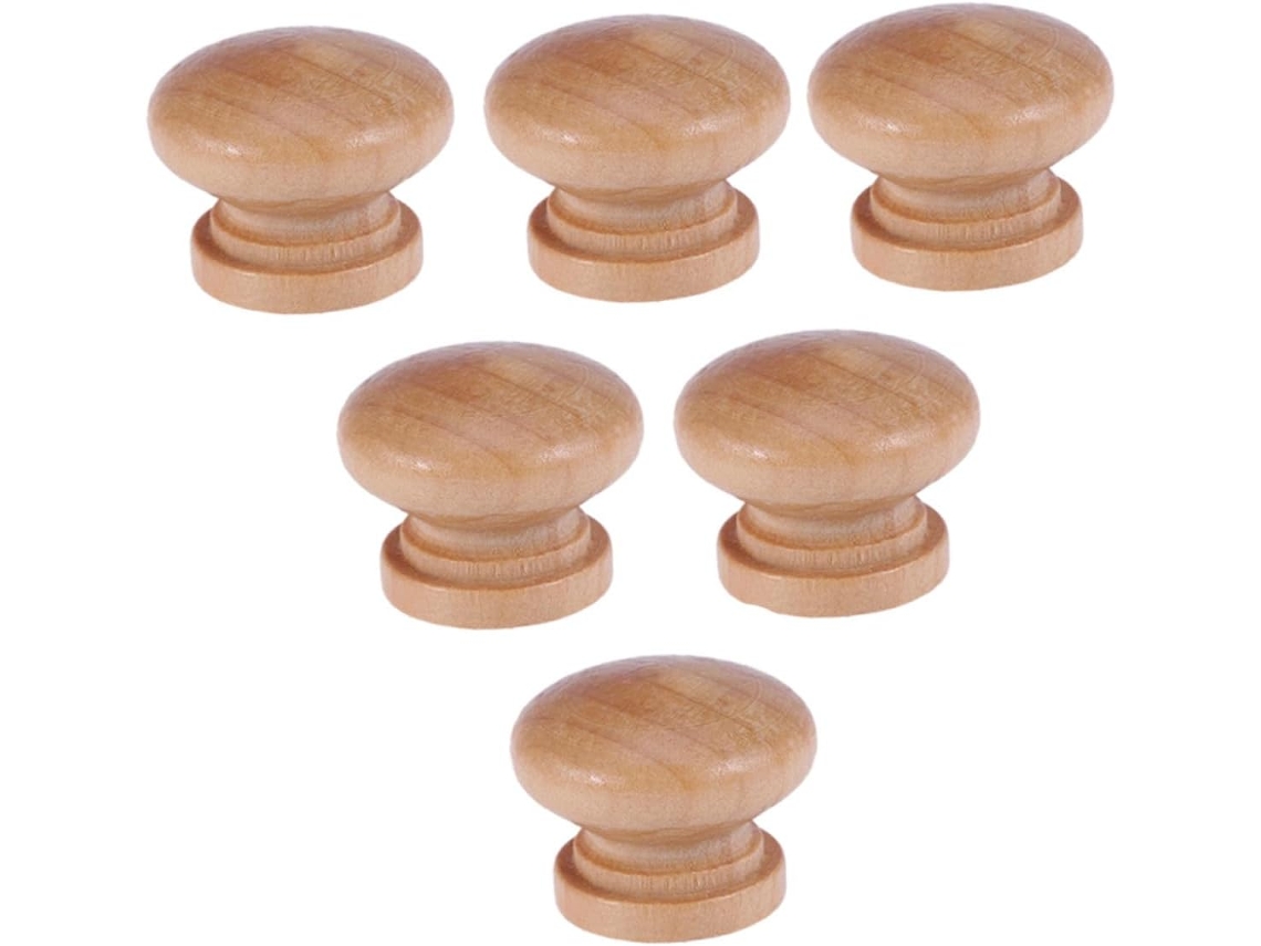 Conjunto De 6 Puxadores Madeira Genéricos Em Formato Cogumelo Para Armários Cozinha, Com Design Elegante E Fácil