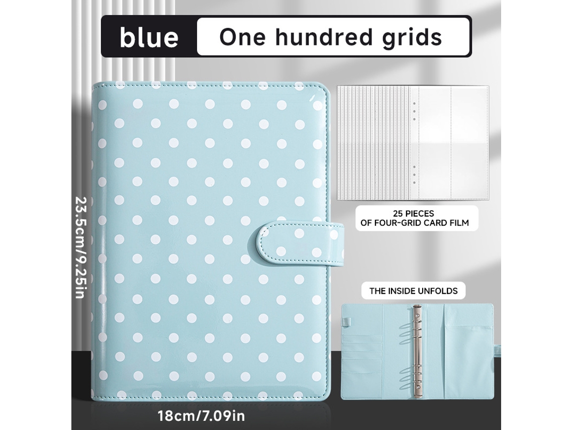 A5 Loose Leaf Speckled Accounting Notebook, Blue, Multi Card Slots, Includes 25-film Sheets