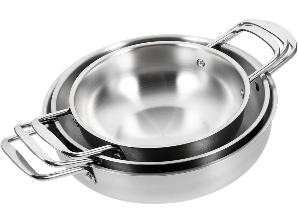 Conjunto De 3 Panelas De Aço Inoxidável Para Macarrão Ramen E Macarrão Coreano.