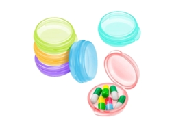 Conjunto 6 Mini Caixas Comprimidos – Organizador Medicamentos Viagem – Cores Variadas – Plástico