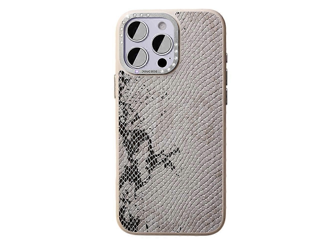 Tkdaddy Jaucase Para Iphone 16 Pro Capa Magnética Textura De Cobra Pu Tpu Capa Traseira De Pc Branca