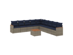 Conjunto de Sofá de Jardim, 10 Peças, Almofadas, Rattan Cinza MAISON EXCLUSIVE