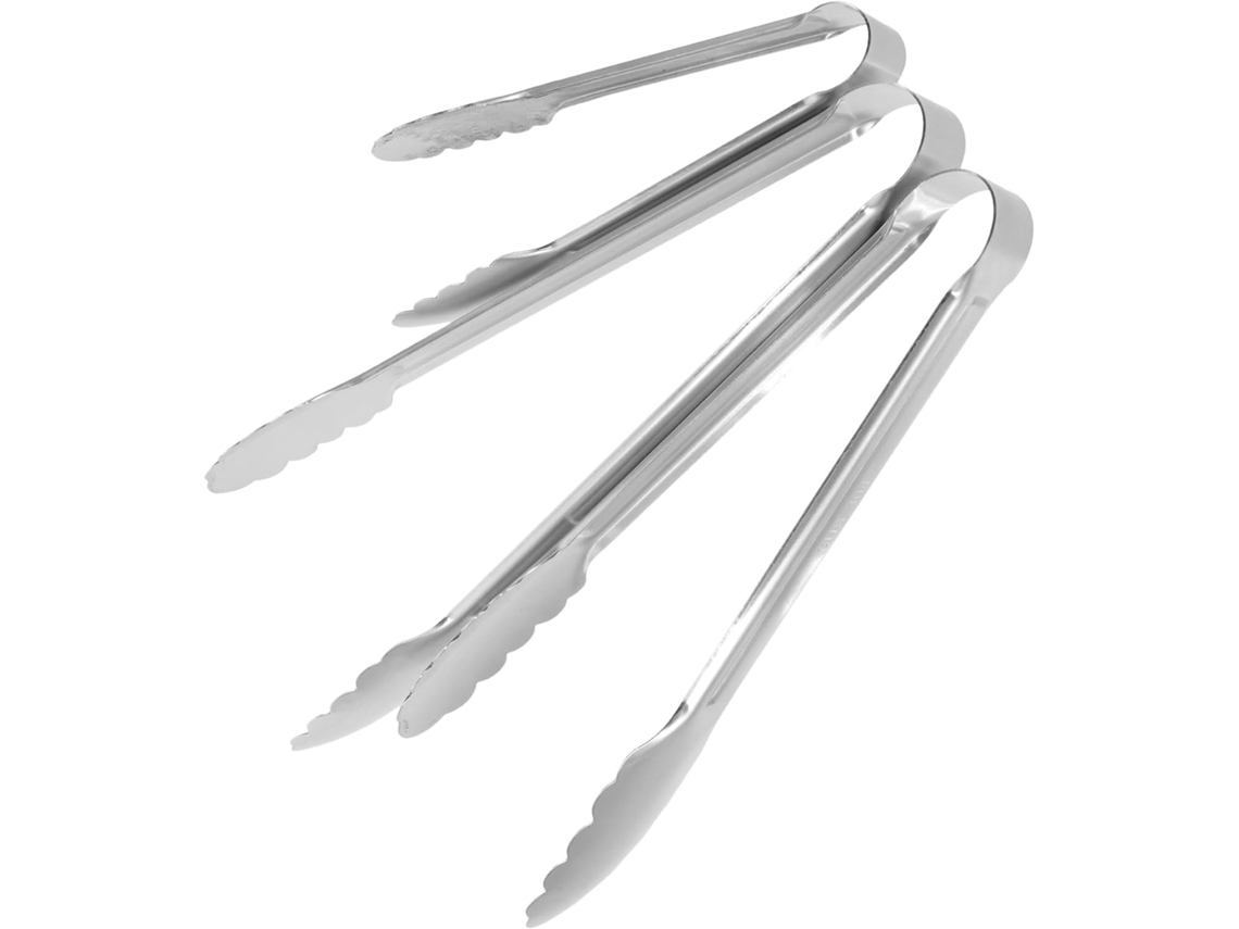 Pinças De Servir Eringogo Sem Rebarbas, Conjunto De 3, Aço Inoxidável Prateado, Seguras Para Buffet E Grelha, Cozinha
