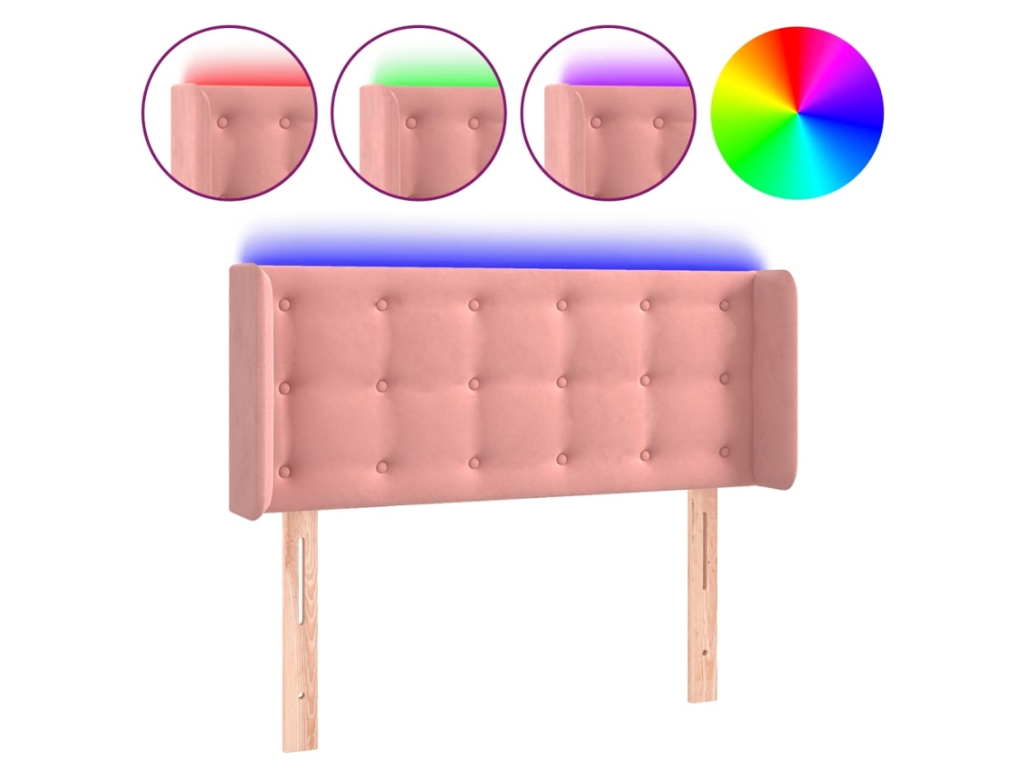 Cabeceira de cama MAISON EXCLUSIVE em veludo rosa com luzes LED (93x16x78 cm)
