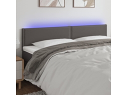 Vidaxl Cabeceira Cama C/ Led 200x5x78/88cm Couro Artificial Cinzento