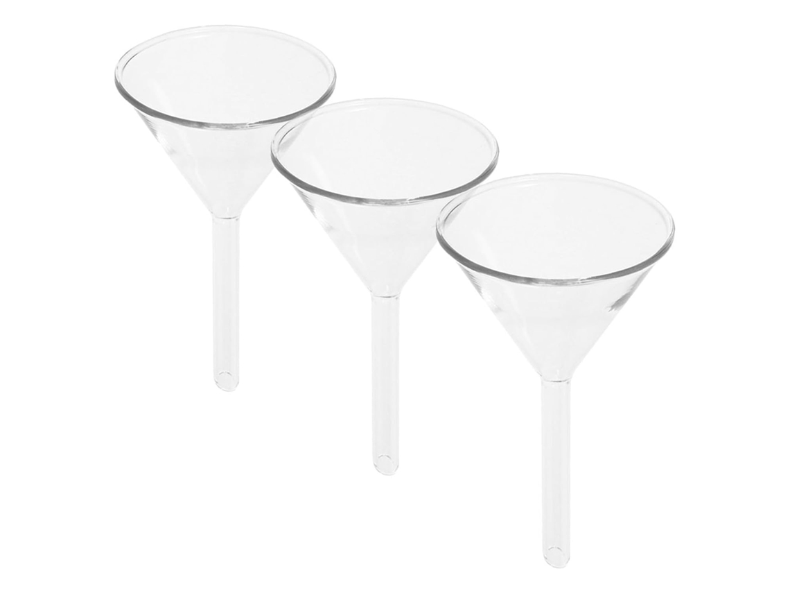 Funil De Laboratório Em Vidro Transparente 60mm, Conjunto Com 3 Peças