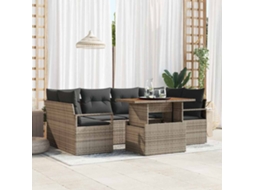 Vidaxl Conjunto De Sofá De Jardim 7 Unid. Cinzeto Rattan Sintético
