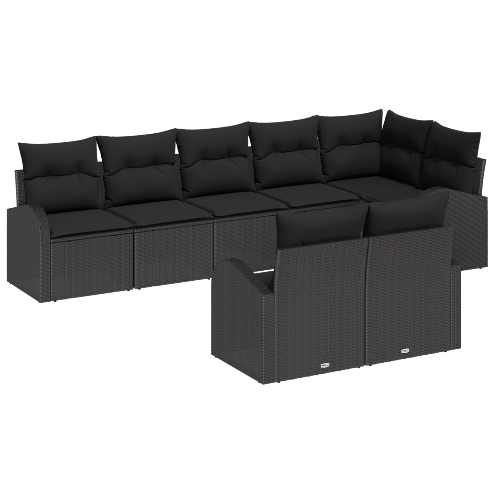 Conjunto 8 Móveis De Jardim Vidaxl Preto Vime Pe (234 X 124 X 85 Cm)