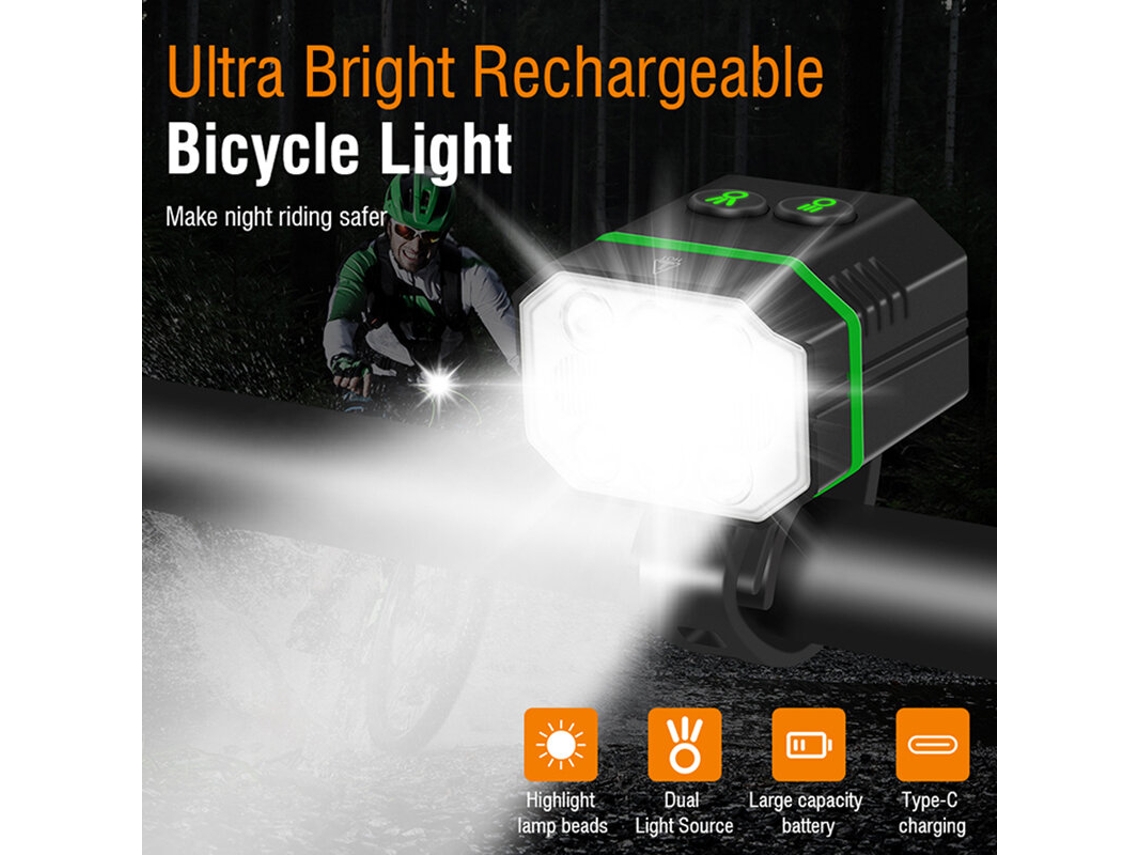 Farol Bicicleta Super Brilhante 1500 Lúmens Ip67 Vários Modos Tipo C Lanterna Frontal Liga Alumínio