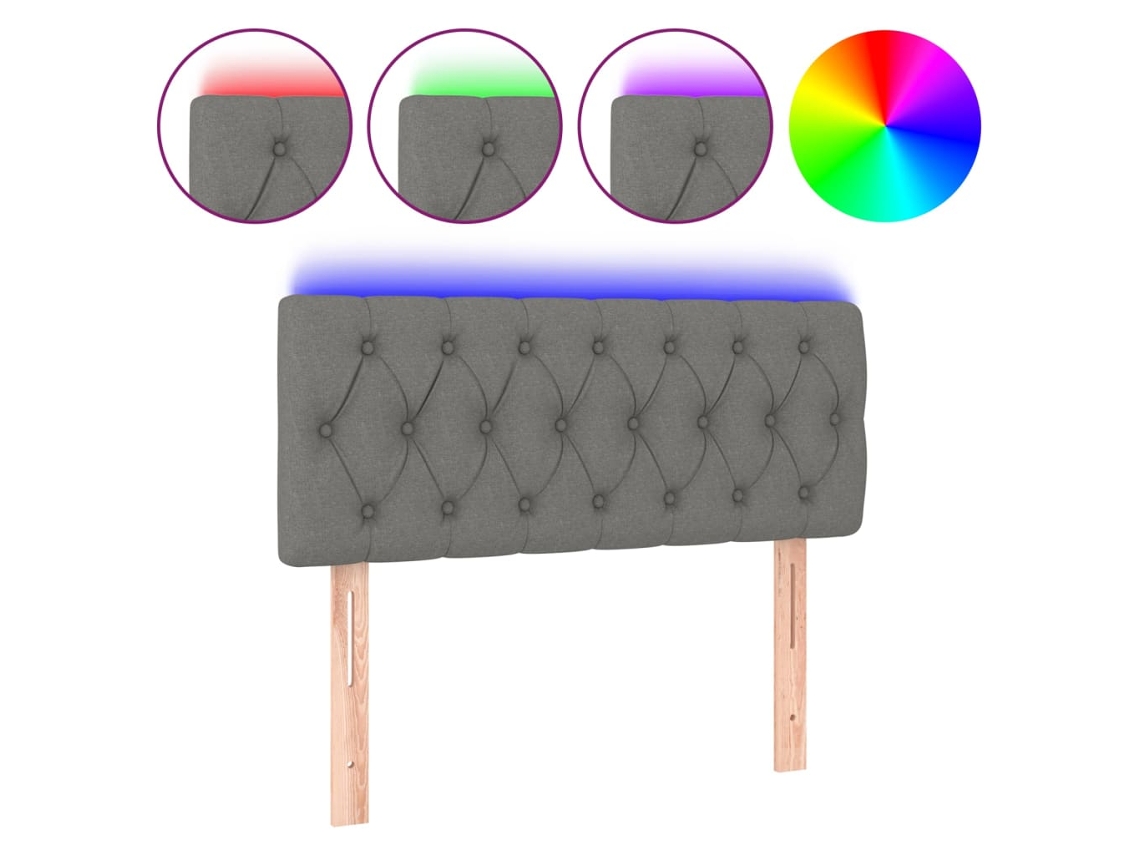 Cabeceira de Cama com Luzes Led Tecido Cinza escuro MAISON EXCLUSIVE (90x7x78 cm)