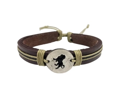 Pulseira ANJU Leão (Couro - Castanho - Ajustável)