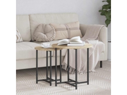 Vidaxl Conjunto De Mesas De Apoio 2 Unid. Carvalho Sonoma E Preto