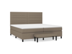 Conjunto 1 Cama Box Spring Vidaxl Marrom-acinzentado Tecido (203 X 200 X 128 Cm)