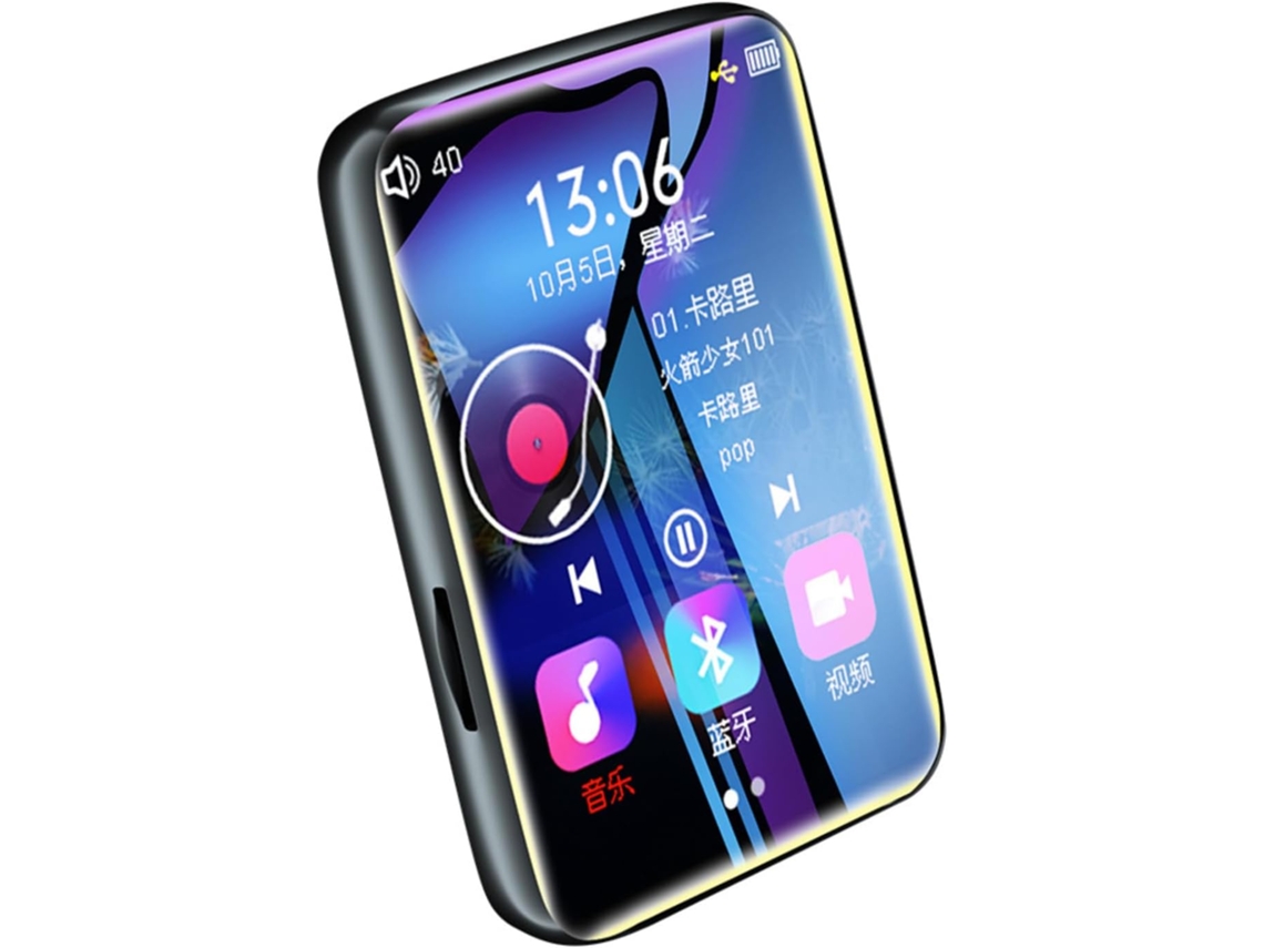 Leitor De Mp3 16gb Com Bluetooth, Leitor De Mp3 Mp4 Com Tela Sensível Ao Toque 2, 4 Polegadas, Alto Falante, Reprodutor