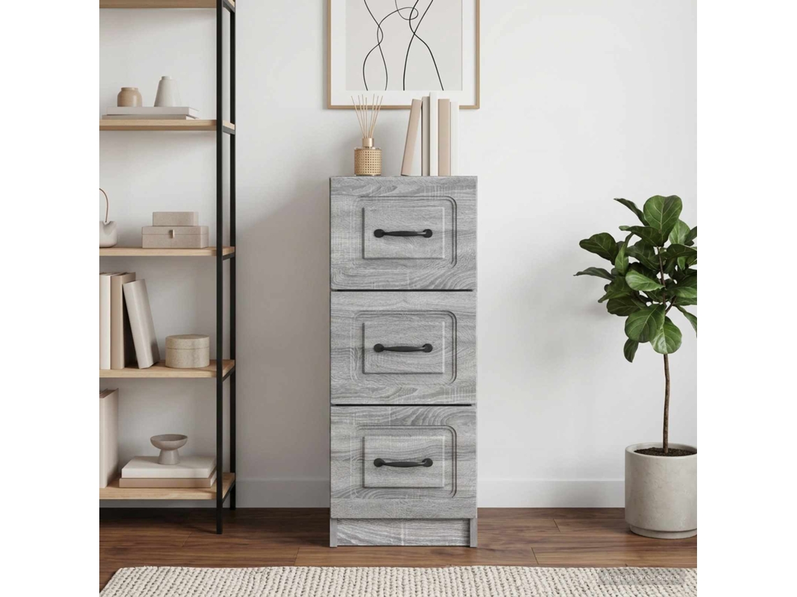 Vidaxl Gabinete De Gavetas Sonoma Cinzento 33 X 34,5 X 87 Cm