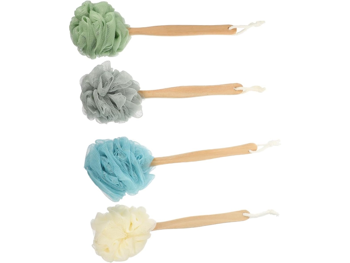 Conjunto De 4 Escovas Banho Collbath Com Cabo Longo, Escova De Nylon Esfoliante Para As Costas, Acessório De Banho Para
