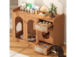Guarda-roupa multifuncional para gatos ZIWEI STORE com caixa de armazenamento e área de descanso (120x45x83 cm)