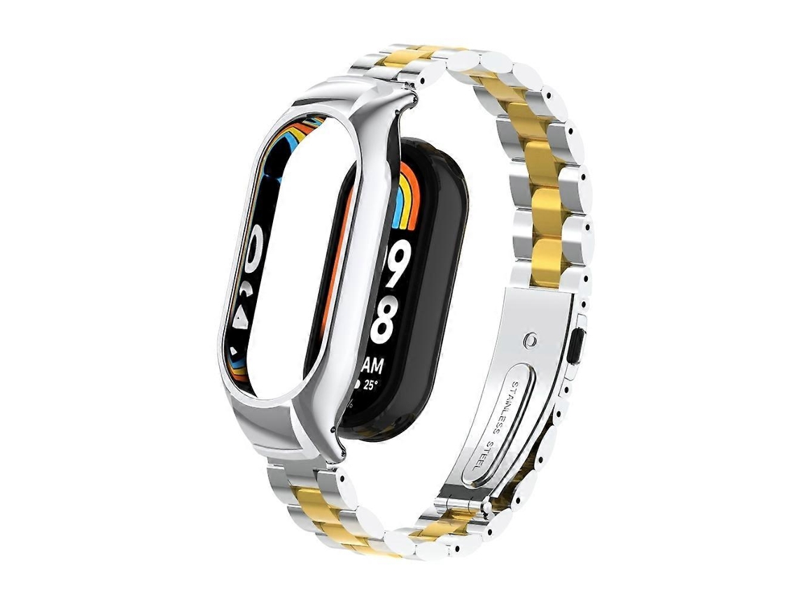 Caixa Metálica Integrada + Pulseira De Três Contas Para Xiaomi Mi Band 8