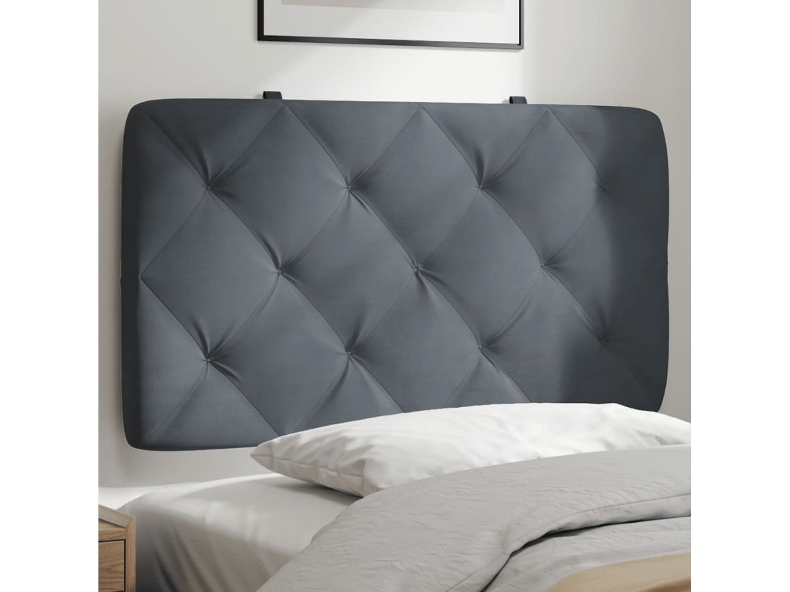 Vidaxl Almofadão De Cabeceira 80 Cm Veludo Cinzento-escuro
