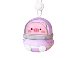 Ventoinha De Pescoço Usb Recarregável, Animal Cartoon, 3 Velocidades, Roxo