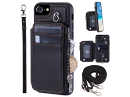 Capa Em Tpu Pele Pu Bloqueio Rfid, Com Suporte E Pega Para Apple Iphone 6 / 6s / 7 / 8 - Preto