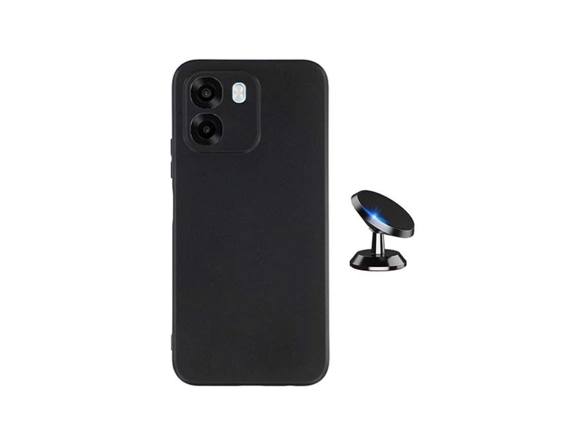 Kit Suporte Magnético Capa Silicone Líquido Phonecare Para Oppo A6 - Preto