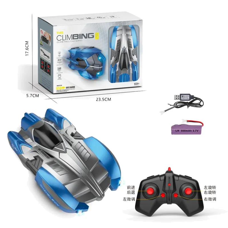 Carrinho De Acrobacias Controlado Remotamente Para Escalar Parede, Com Luzes Led E Rotação De 360°, Brinquedo Elétrico.