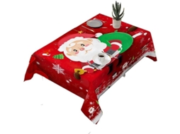 Mantel De Navidad 140x210 Cm De Poliéster Rojo, Decoración De Fiestas Con Papá Noel, Ideal Para Comedor Y Eventos