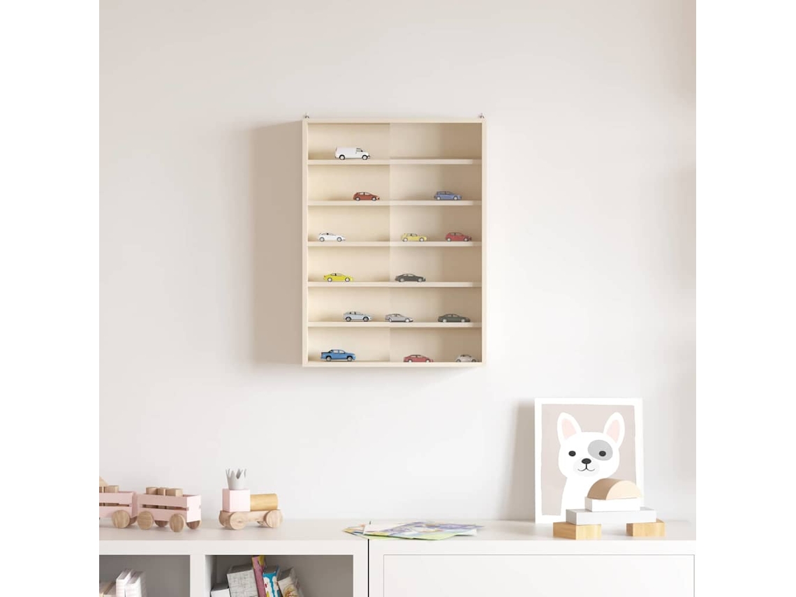Vidaxl Gabinete Expositivo De Parede Com Porta Bege 40 X 8,5 X 54 Cm