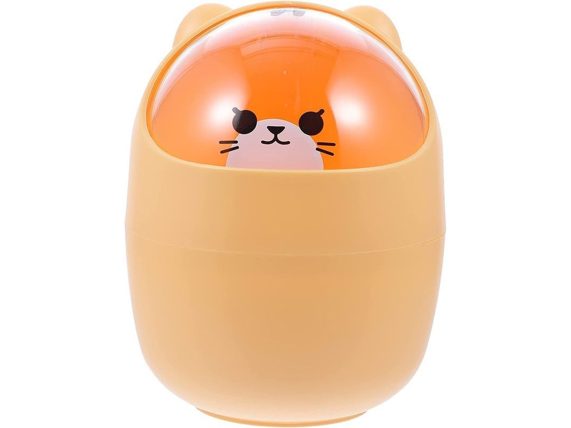 Lixeira de Mesa Pequena Nova Line com Tampinha Oscilante, Urso Cartoon, Cinza | S/MARCA