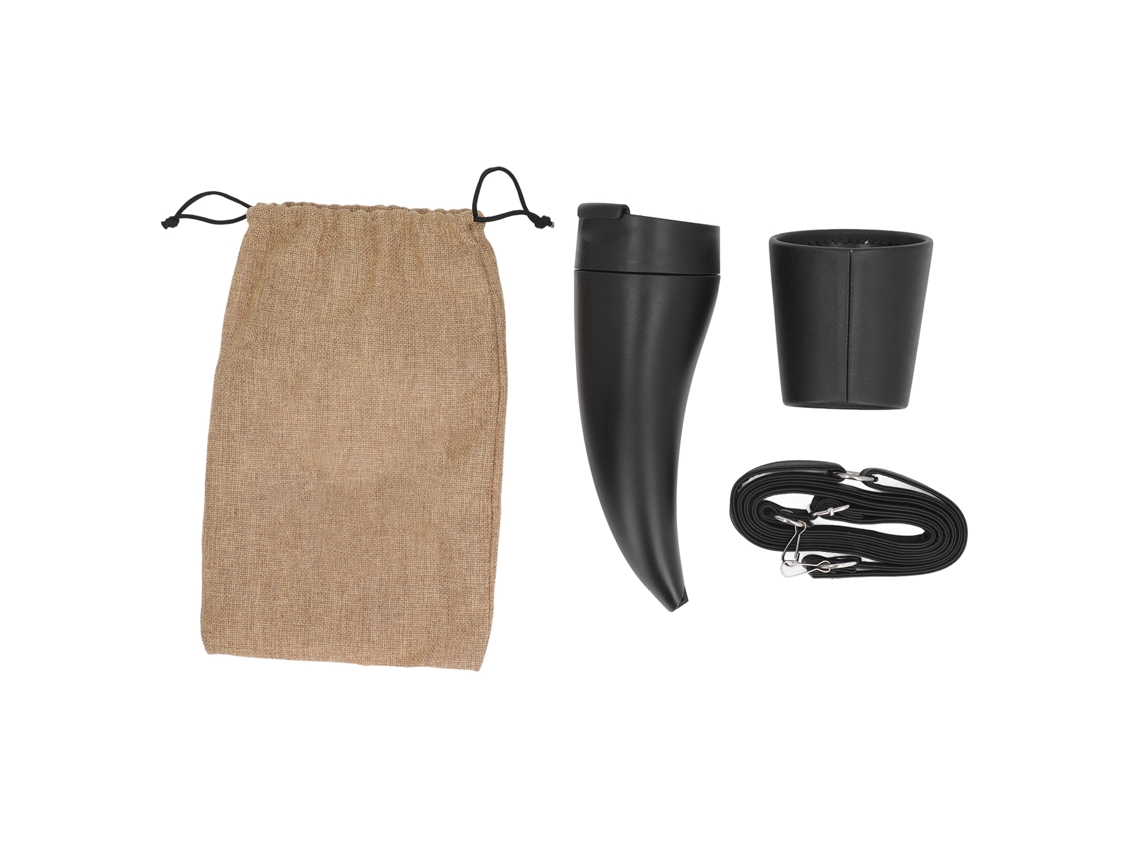 Copo de chifre de bode com suporte e bolsa S/MARCA