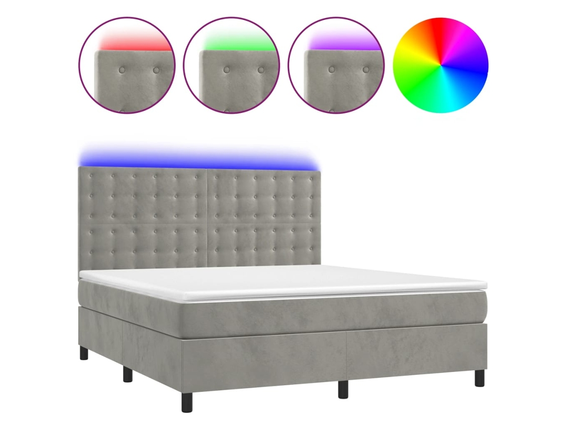 Box Spring Bed, Box Spring Beds Vidaxl Cinzeto Veludo (180 X 200 Cm)