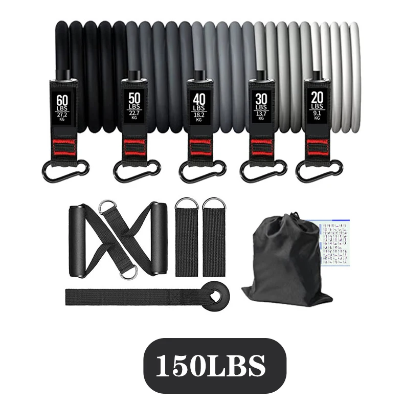 (11 Unidades, 150 Lbs, Preto/cinza) Faixas De Resistência Em Tpe Para Exercícios De Braço, Peito E Abdômen.