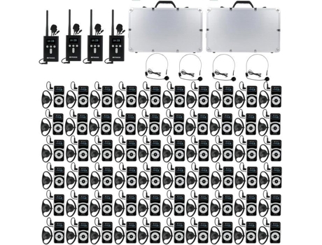 Sistema de microfone Retekess T130p, sistema de áudio para tours sussurrantes, 160 m, recarregável, para tours em fábricas (60 receptores) (T130 3º)