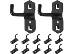 Pacote com 12 Ganchos Pretos Reforçados para Painéis Perfurados, Suportes Metálicos, Acessórios de 6 Mm X 5 Cm SFUSHOS