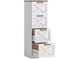 Arquivador com 4 Gavetas com Trilho Suspenso para A4 e Carta 40x40x131 Cm Branco Ge