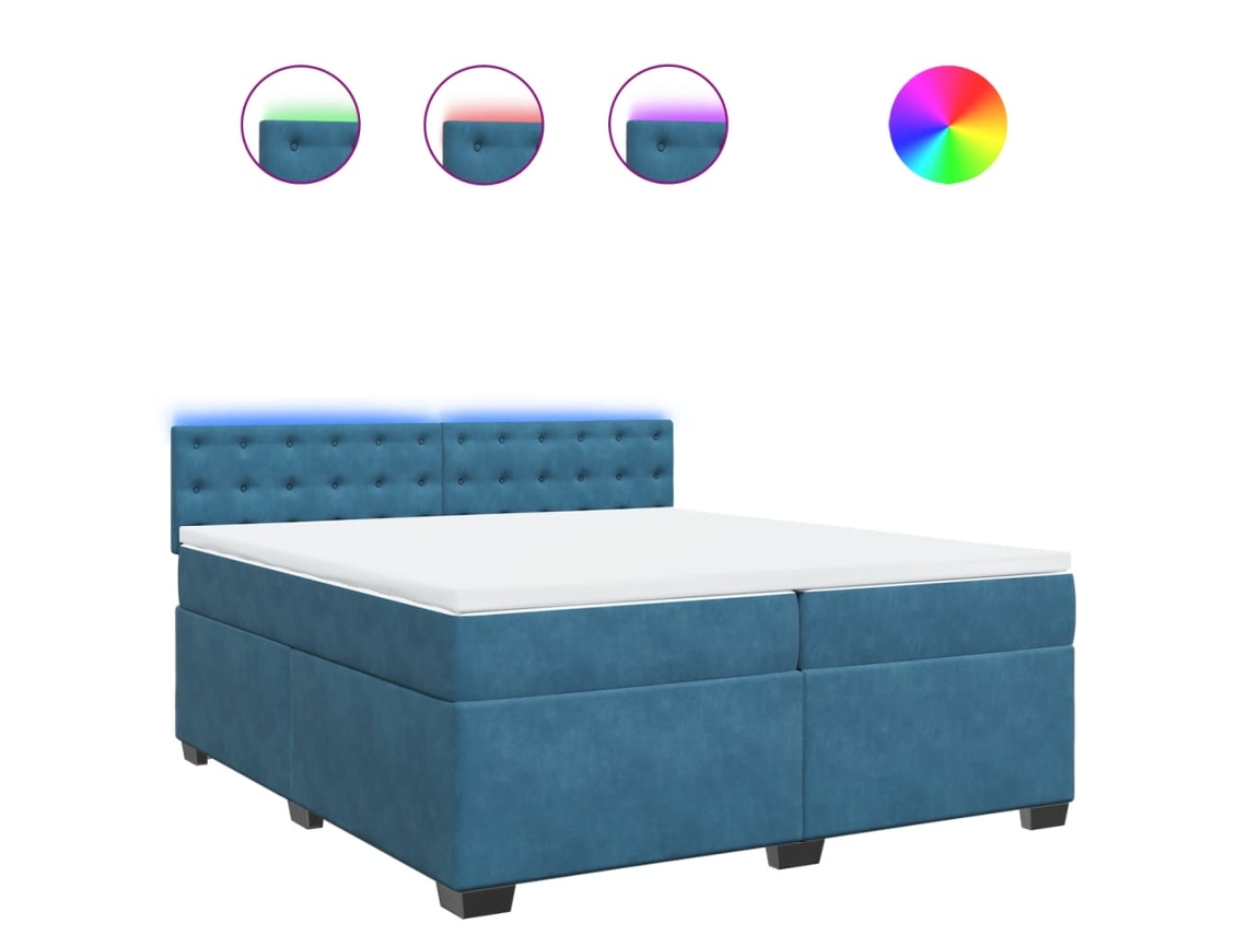 Box Spring Bed, Box Spring Beds Vidaxl Azul Veludo (200 X 200 Cm)
