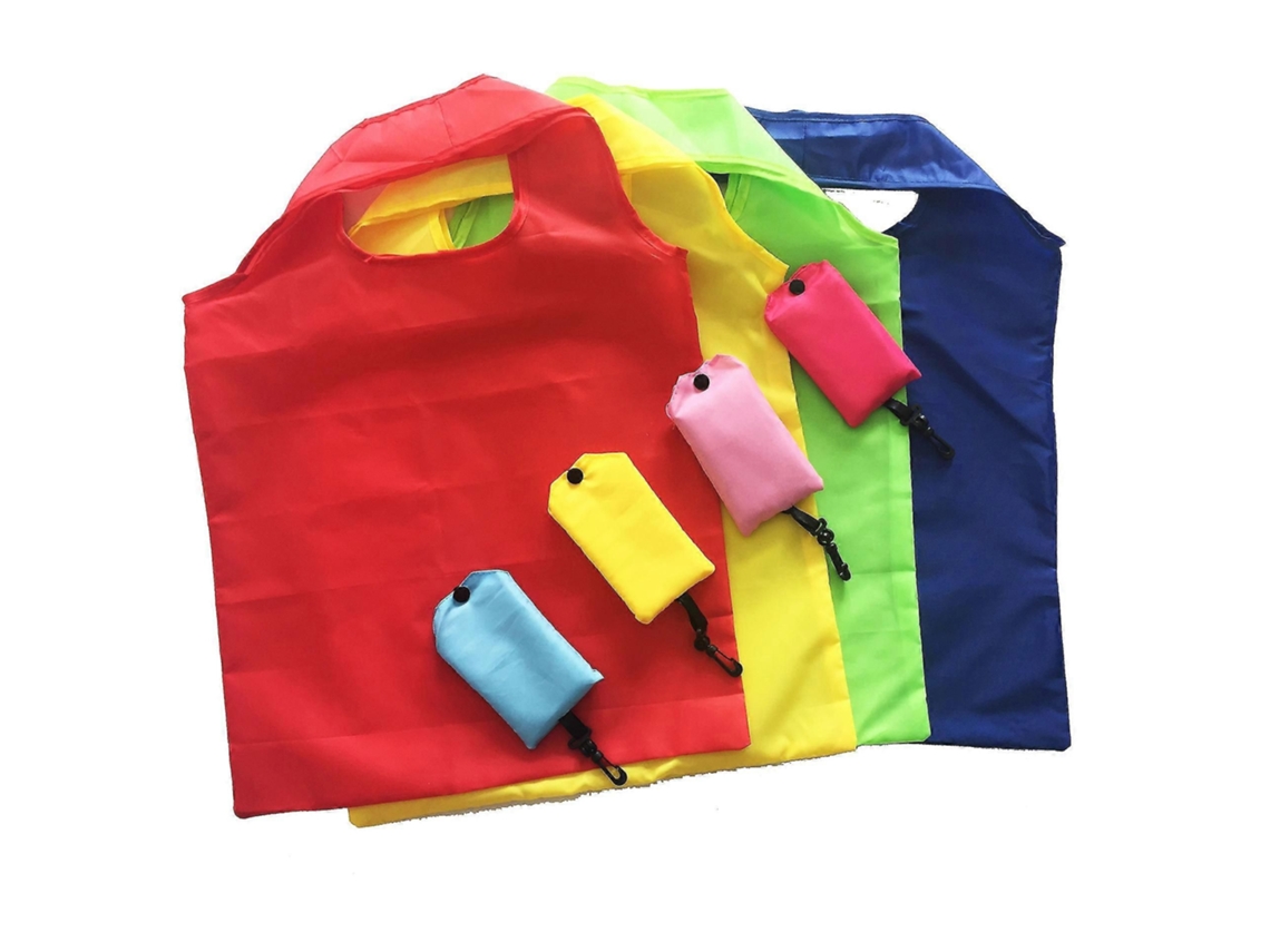 Conjunto de 4 Sacolas Reutilizáveis, Portáteis, Dobráveis, Ecológicas, em Nylon, para Compras no Supermercado. GOKOCO