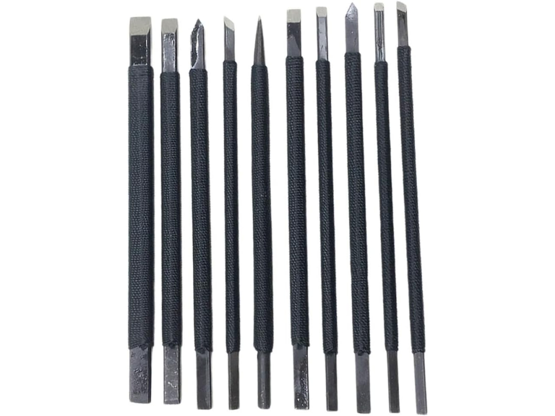 Kit de Entalhe Manual de 10 Peças: Ferramentas de Aço Tungstênio para Gravação em Pedra e Letras. SFUSHOS