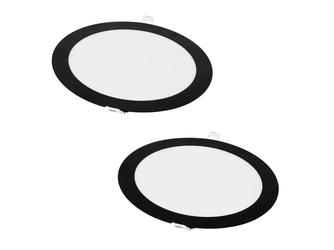 Pack X2 Led Downlight 18W Cool Branco 6000K Redondo Recessed Frame Preto JANDEI