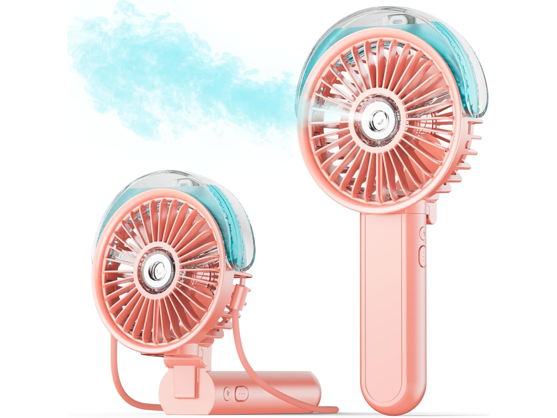 Ventilador Portátil Com Função De Névoa, Dobrável Em 180°, Recarregável, Com 3 Velocidades E Reservatório De Água De 30ml