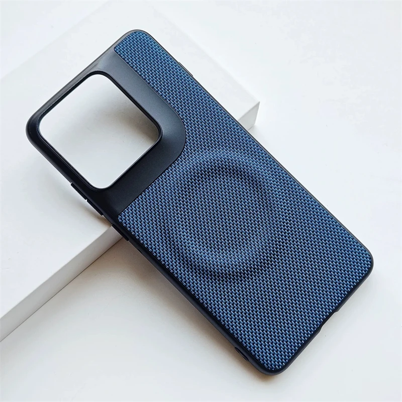 (azul, Motorola Edge 70) Capa Protetora Magnética Premium Em Couro Trançado De Nylon Com Funcionalidade Magsafe.