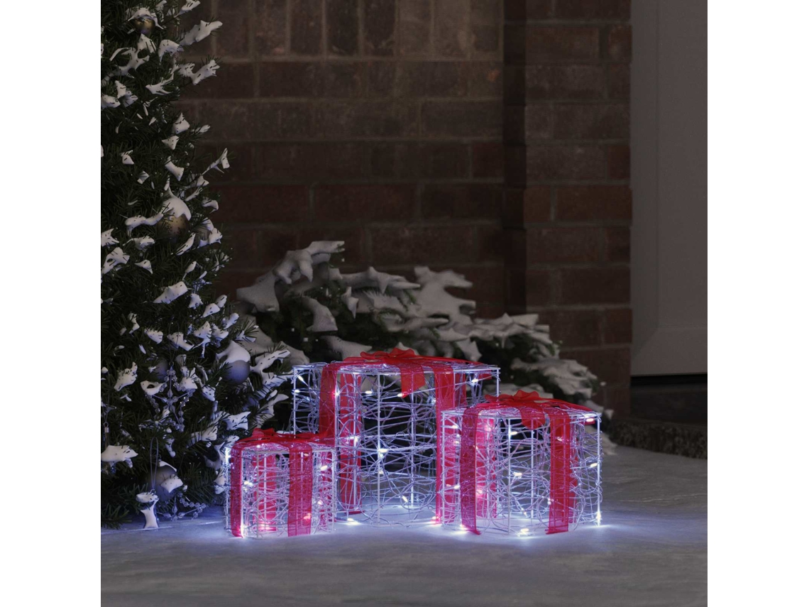 Vidaxl Caixa De Presente 3 Pcs Branco Frio 20 X 20 X 20 Cm Acrílo