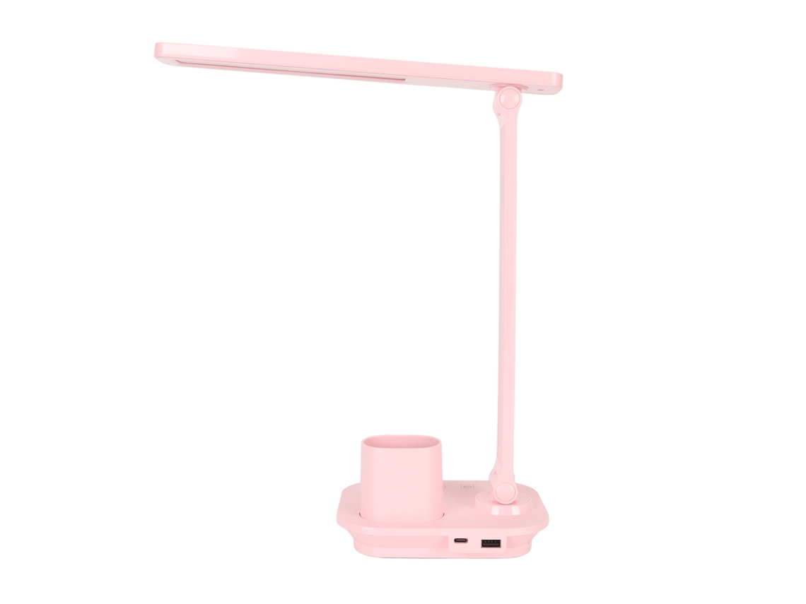Lâmpada Led Mesa Toque Dimmer 3 Cores Usb Rosa