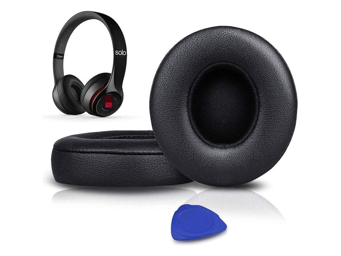 2026 capa de Ouvido Solowit para Fones Beats Solo 2 e 3, Couro de Proteína Macia, Preto