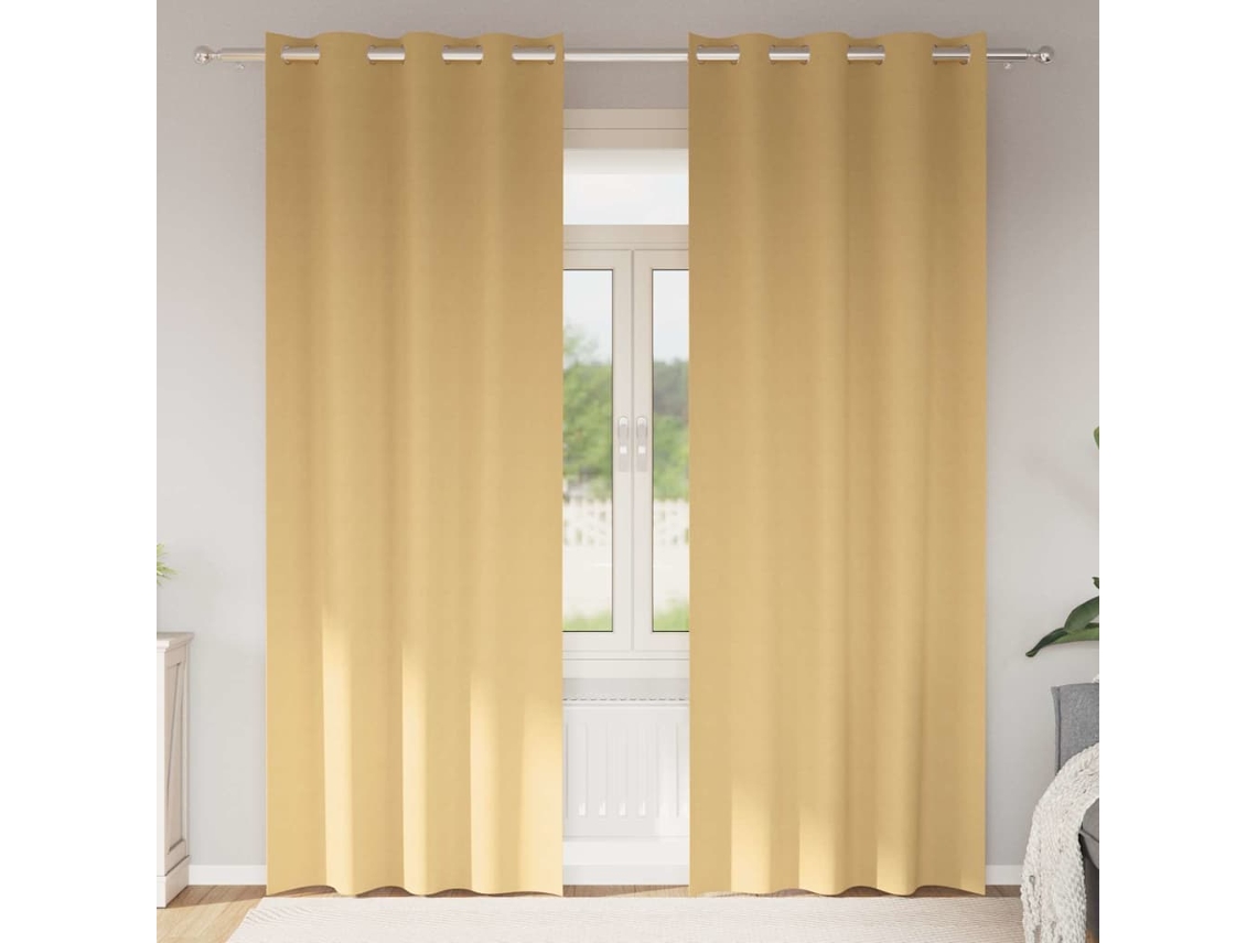 Vidaxl Cortinas Blackout Com Argolas 2 Unid. Bege 260 X 140 Cm
