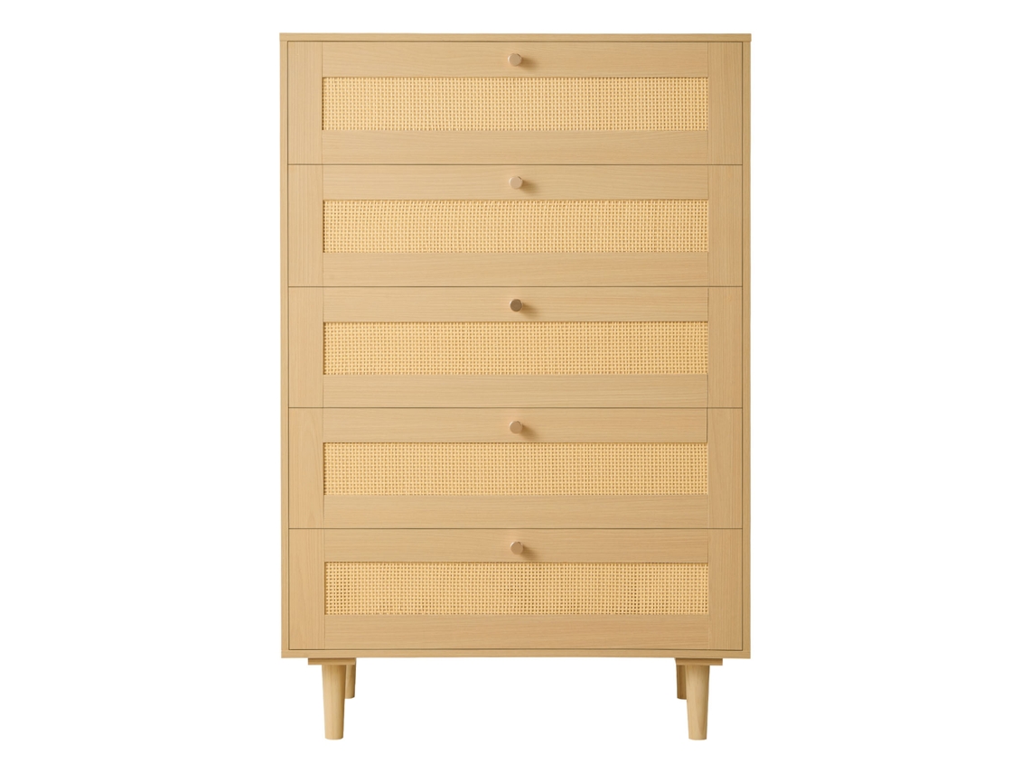 Cômoda De Rattan Com 5 Gavetas 70,2 X 40 X 106,5 Cm Cor Madeira Natural Vevor