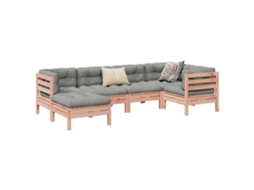 Vidaxl 6 Pcs Conj. Sofás Jardim C/ Almofadões Madeira Abeto-de-douglas