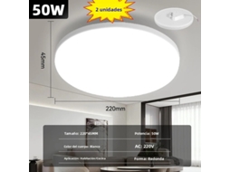 Luminária De Teto Led Redonda Moderna (50w, Luz Natural, Conjunto De 2 Peças), Iluminação De Pvc Com Economia De Energia.